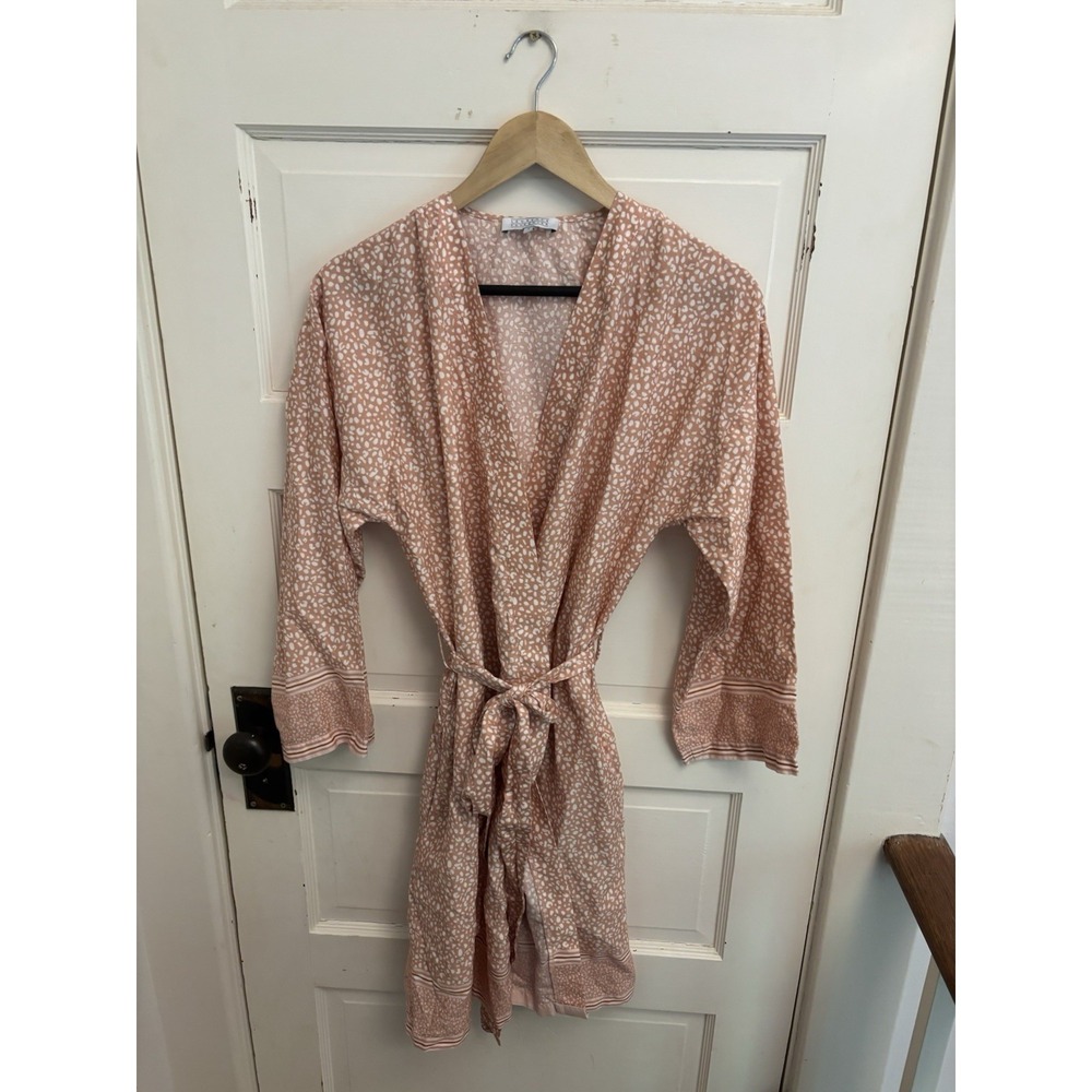 Laurence Tavernier Women's Pink Spotted Short Robe Pockets 100% Cotto Size Small